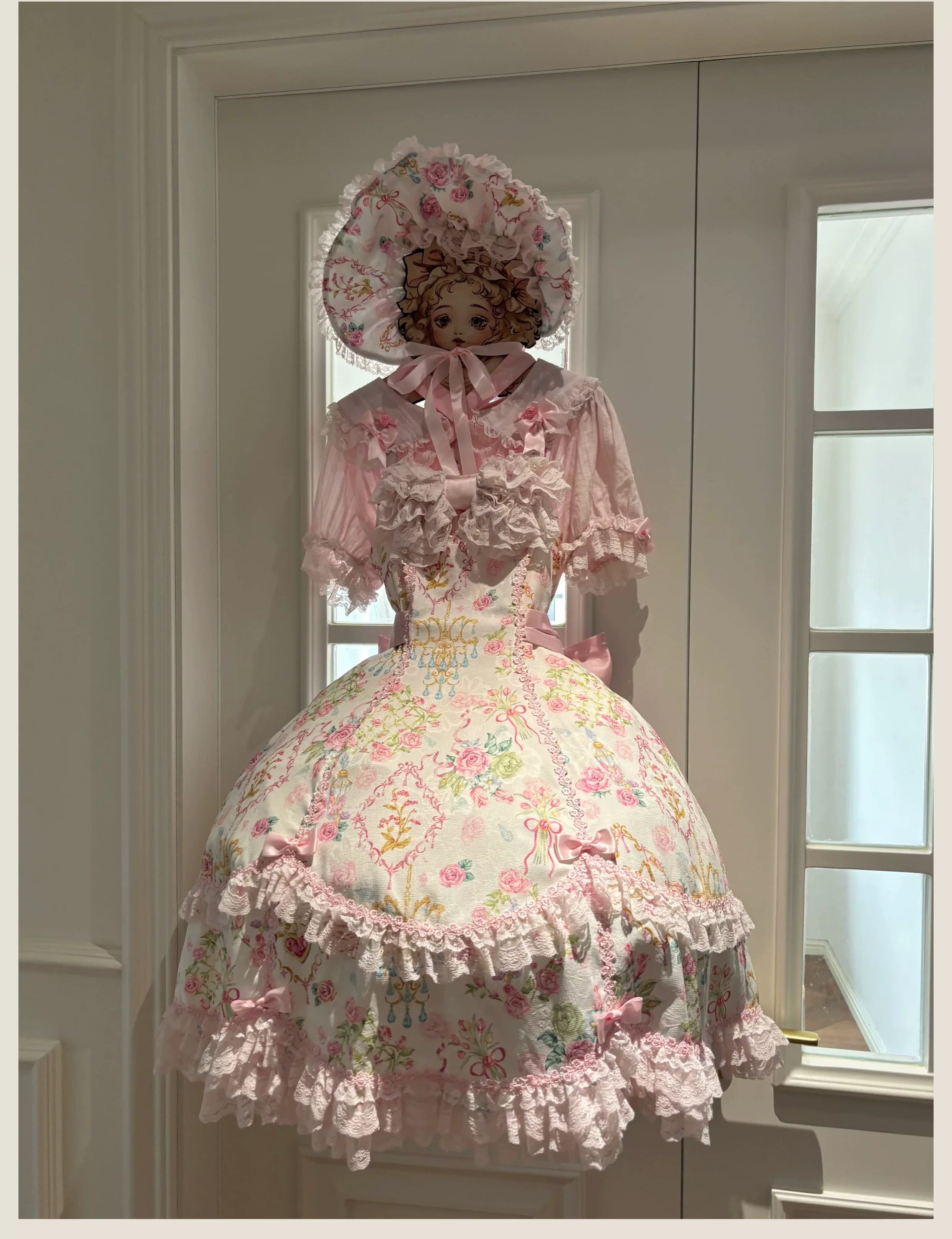 Spring 2025 - Floral Old School Lolita JSK Dress, Lace Trims