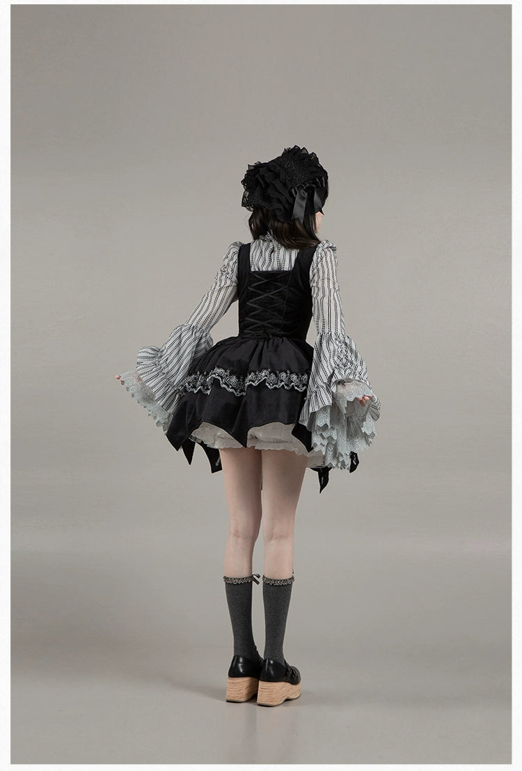 With PUJI - Letter and Poetry · Raven's Night Song - Oriental Aesthetics Gothic Lolita Dress Set 43907:788839