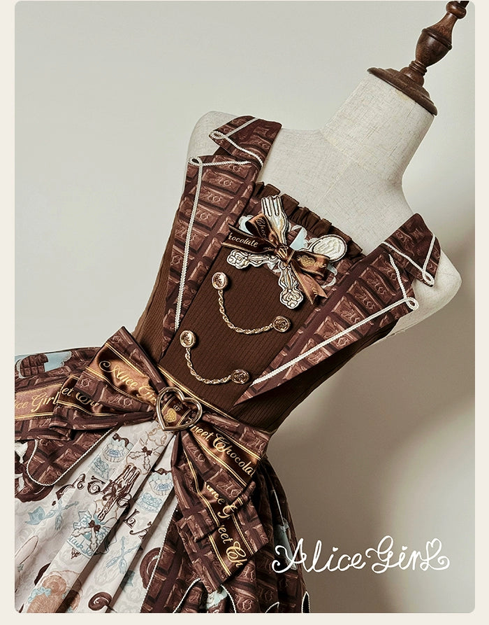 Alice Girl - Bear Chocolate Bar - Kawaii Lolita JSK & Salopette Dress 43851:787066