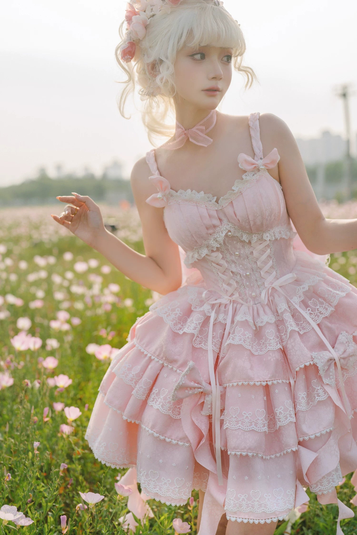 Mori Isle - Solid Gothic Lolita JSK Dress, Embroidered Lace 45658:857757