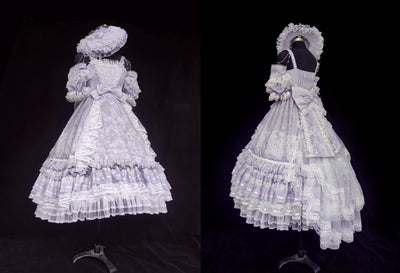 Two Rural Cats~Diamond Stardust~Wedding Lolita Gorgeous Bridal Embroidery Purple Dress Set   