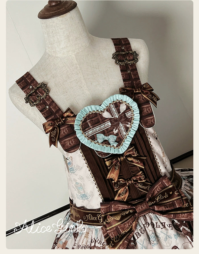 Alice Girl - Bear Chocolate Bar - Kawaii Lolita JSK & Salopette Dress 43851:786901