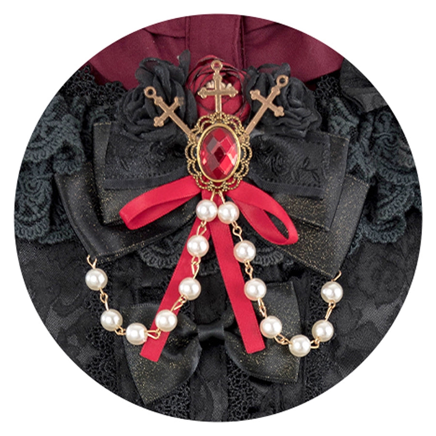Luna Planetarium - Evil Fang - Gothic Lolita Accessories Brooch Necktie Clip KC Hat Red-Dual-purpose side clip