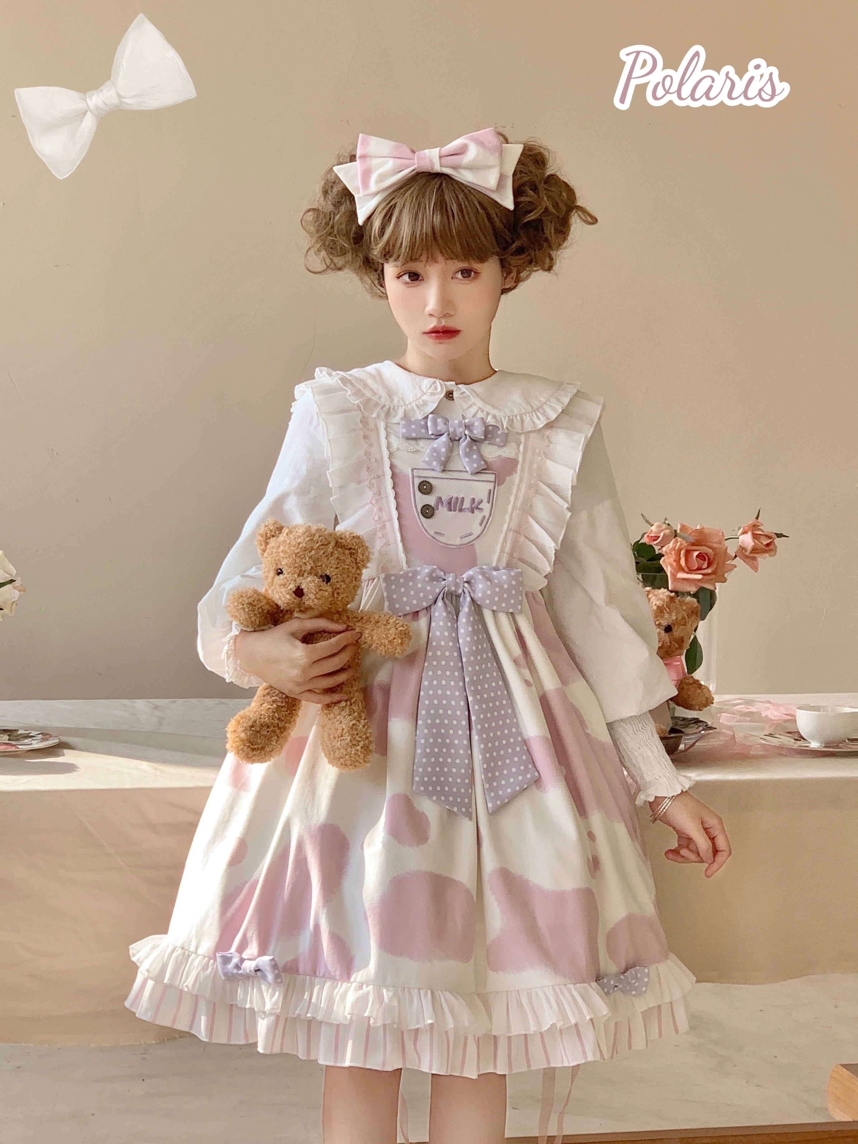 Polaris Lolita - Milky Dango - Cow Spot Kawaii Lolita JSK, Side Pockets (L M S) 44304:803760