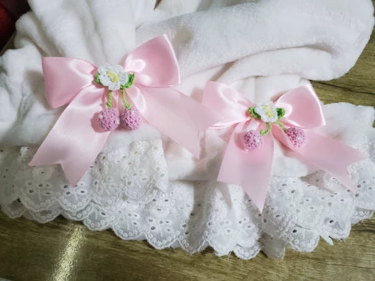 Winter Coral Fleece Lolita Bloomers, Lace Trimmed