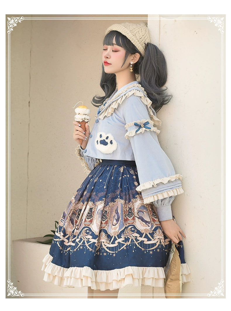 YingLuoFu - Winter Lolita Skirt Set - Starry Court Retro Palace SK Cloak