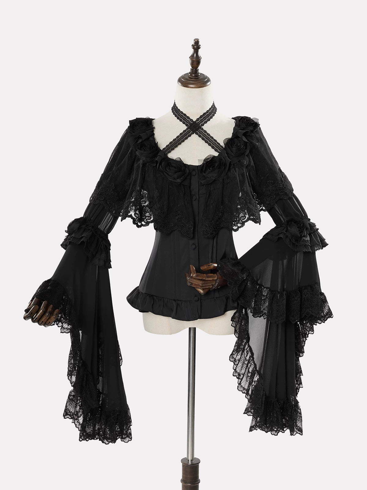 Linglong Porcelain - Classic Lolita Halter Neck Blouse, Detachable Shawl 44878:824663