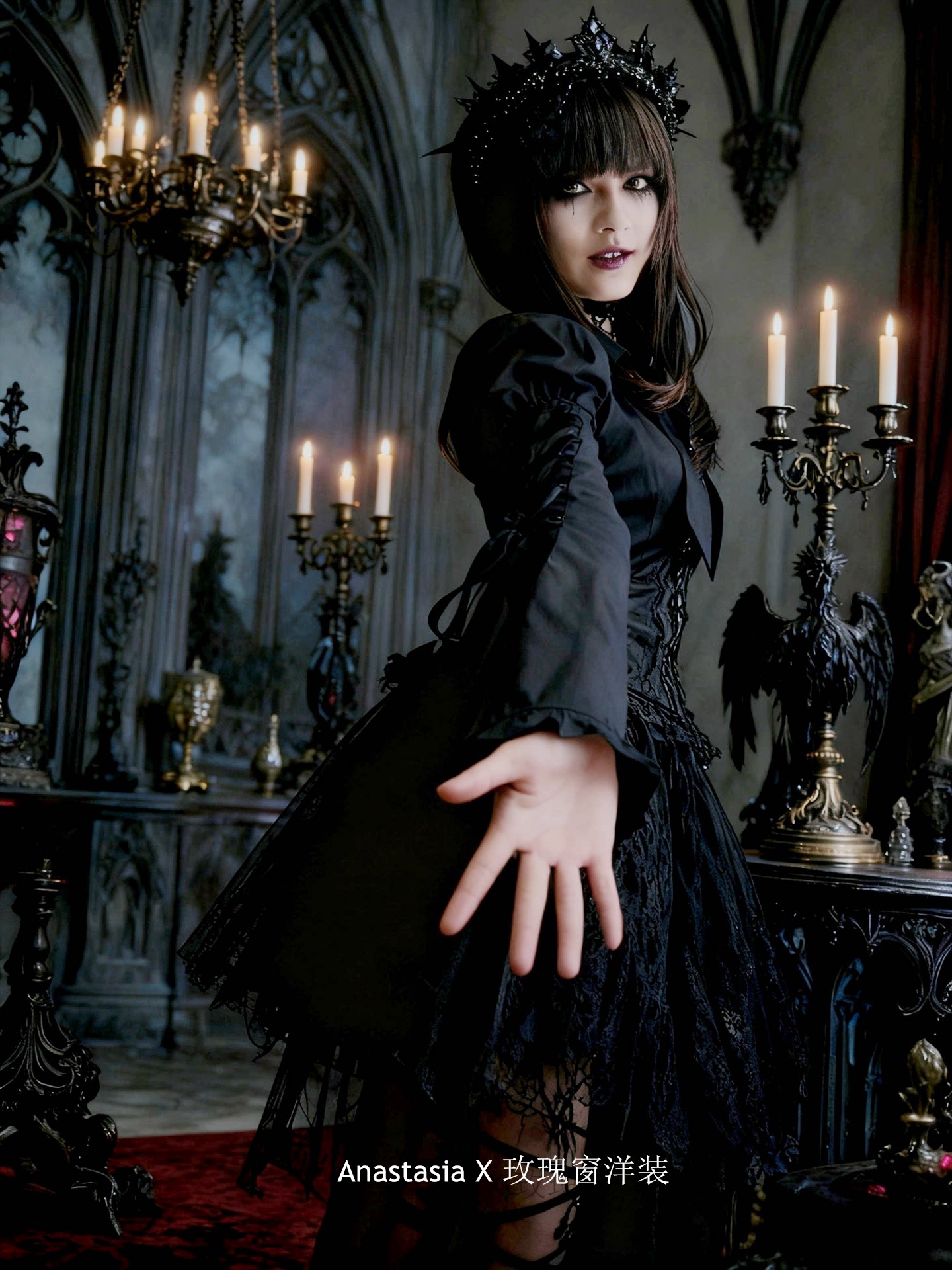 Night Prayer - Gothic Lolita Cotton Blouse, Hime Sleeve
