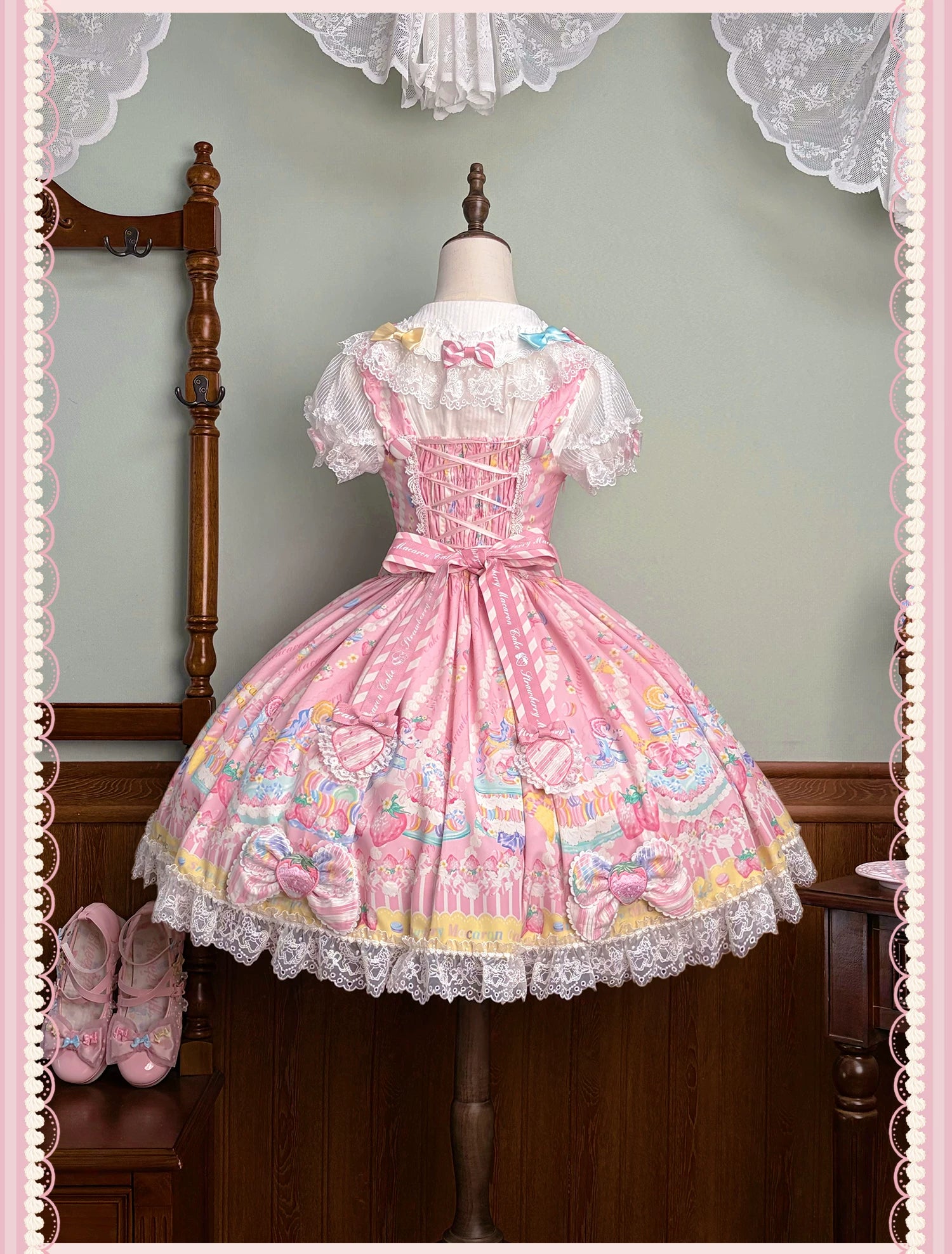 Macaron - Printed Sweet Lolita OP Dress, Old School Lolita JSK Available 45078:833892