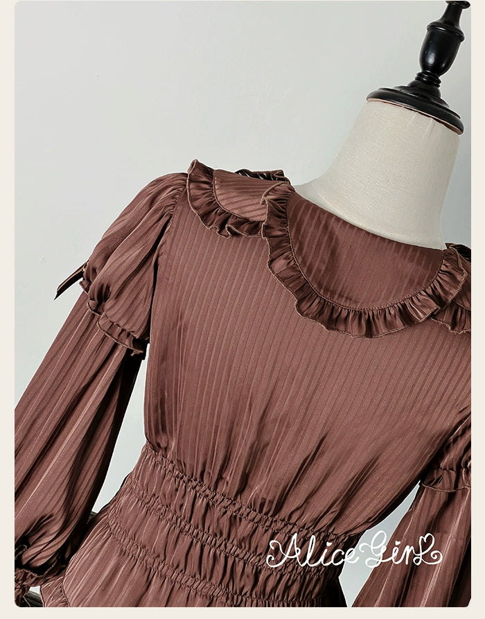 Alice Girl - Bear Chocolate Bar - Kawaii Lolita Blouse, Long Sleeve 43852:787143