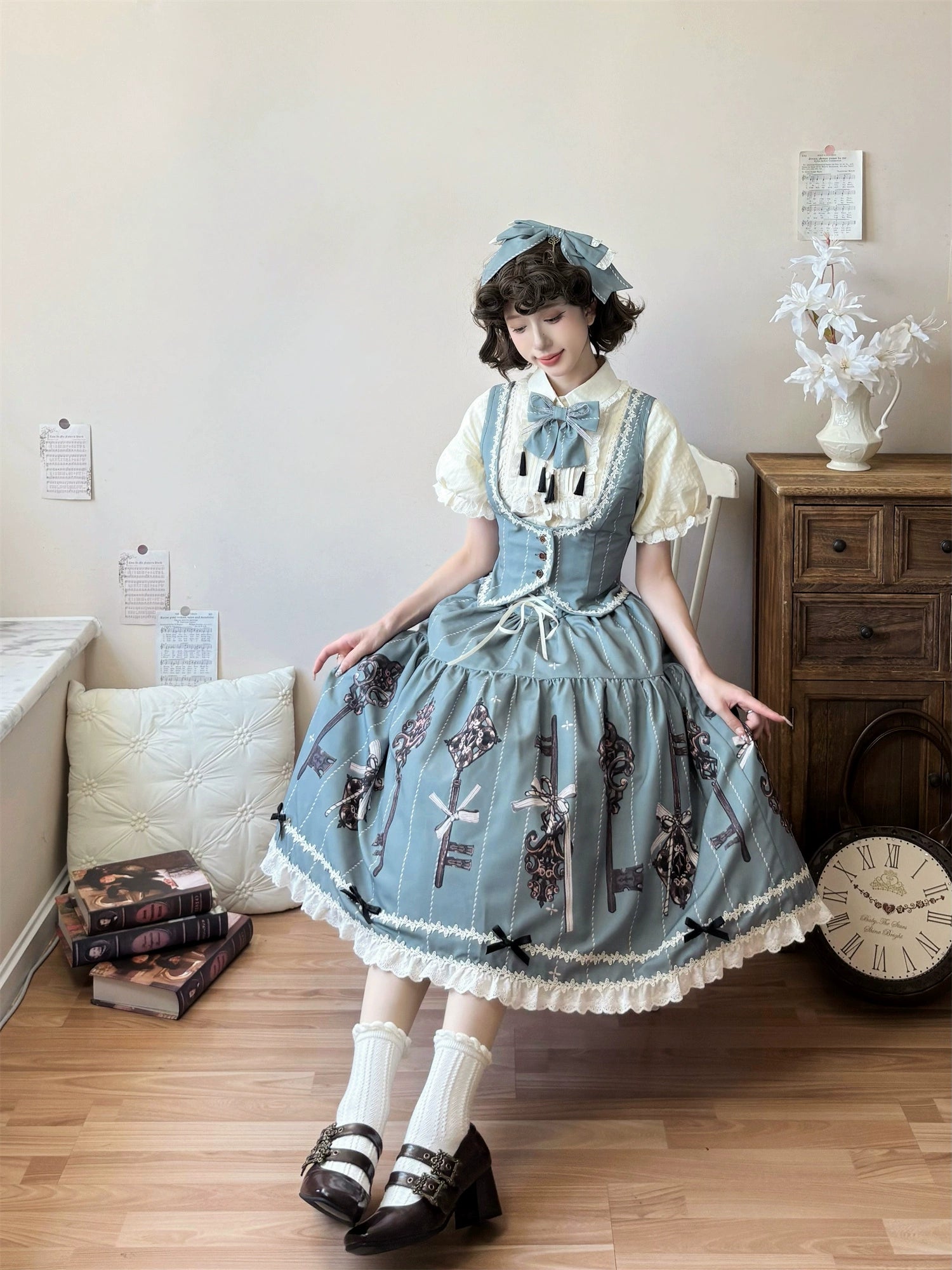 Uncle's Workshop - Secret Key - Classic Lolita Dress Suit, Key Print 43925:790970