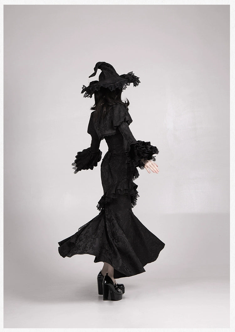 With PUJI - Letter and Poetry · Twilight - Black Gothic Lolita Skirt Set, Witch-Inspired 43525:778351