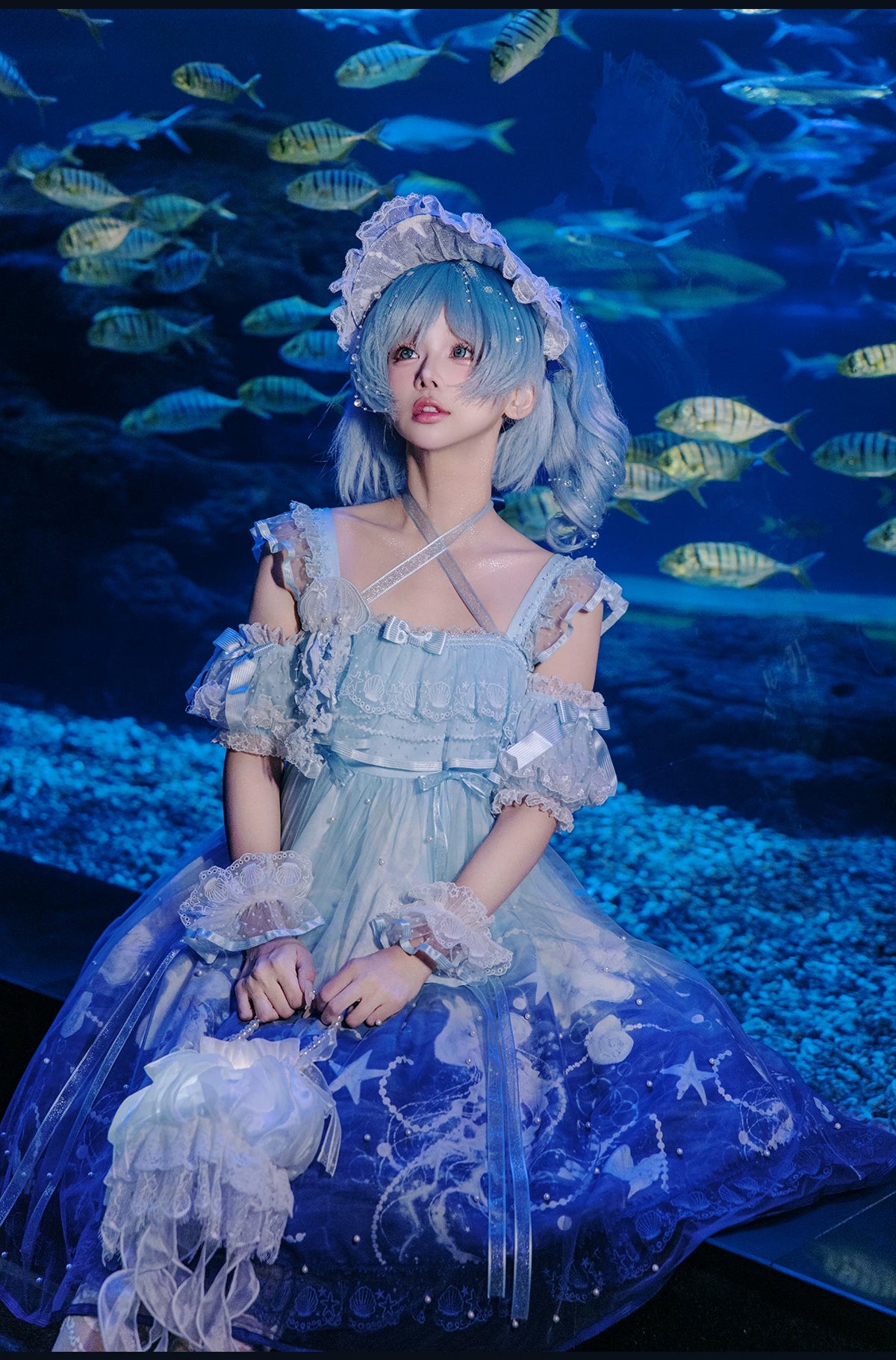 Windchime Jellyfish - Dreamy Sweet Lolita Headdress & Jellyfish Embroidered Brooch 45779:862091