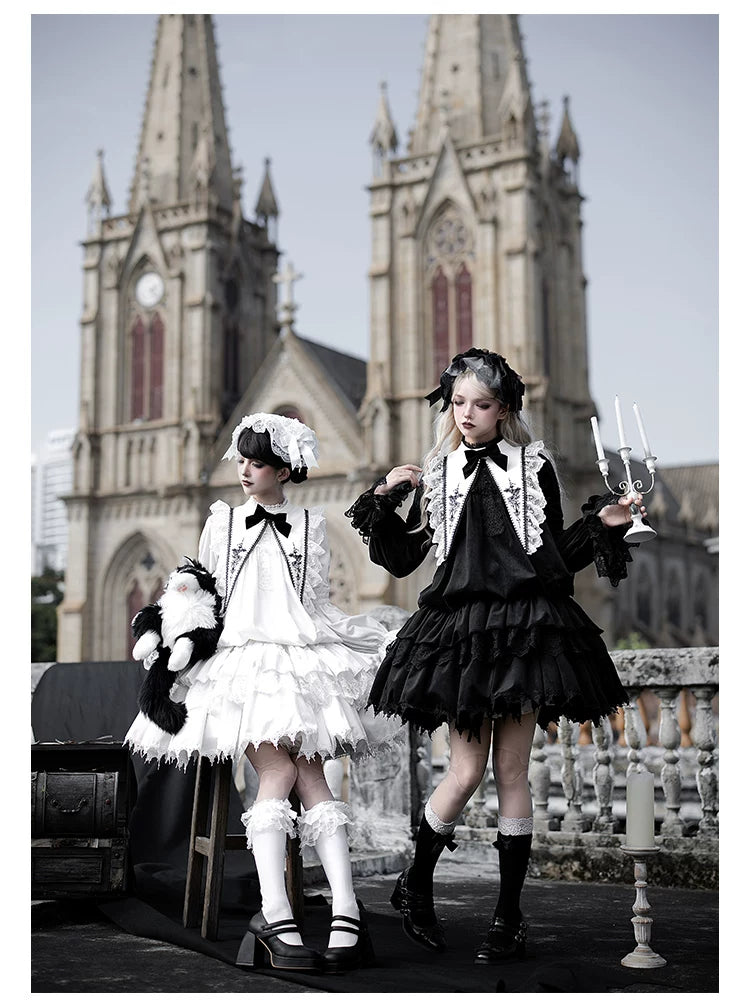 Dawn Bell & Dusk Song - Gothic Lolita Velvet OP Dress, Back Zipper