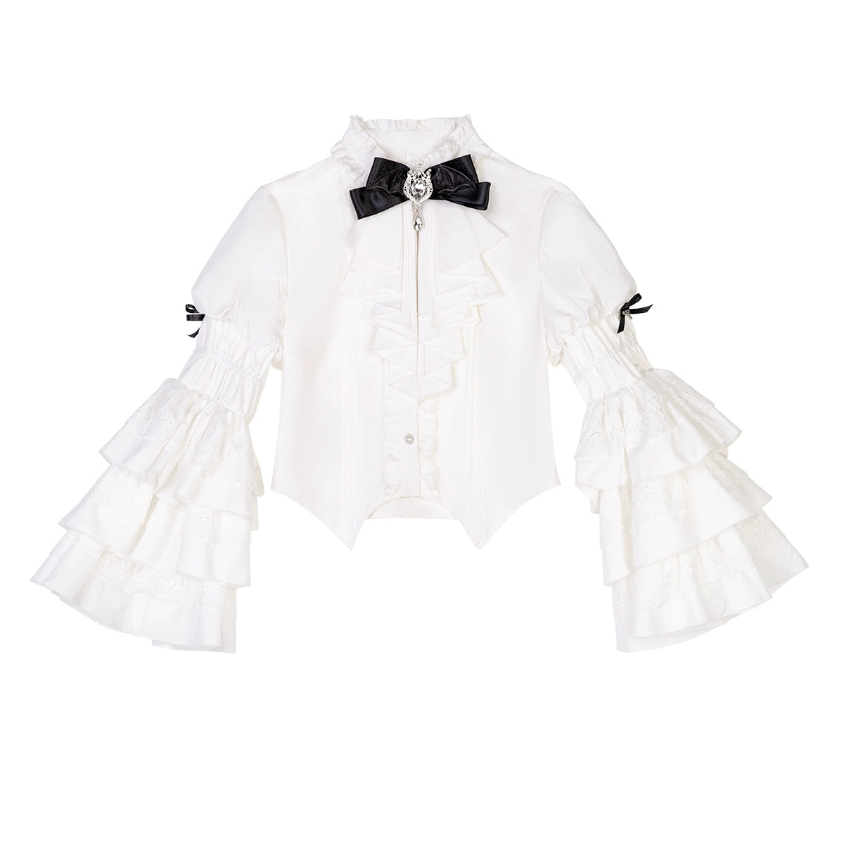 Your Princess - Dawn Witch - Black Gothic Lolita JSK Dress + White Blouse Blouse (includes detachable jabot) S