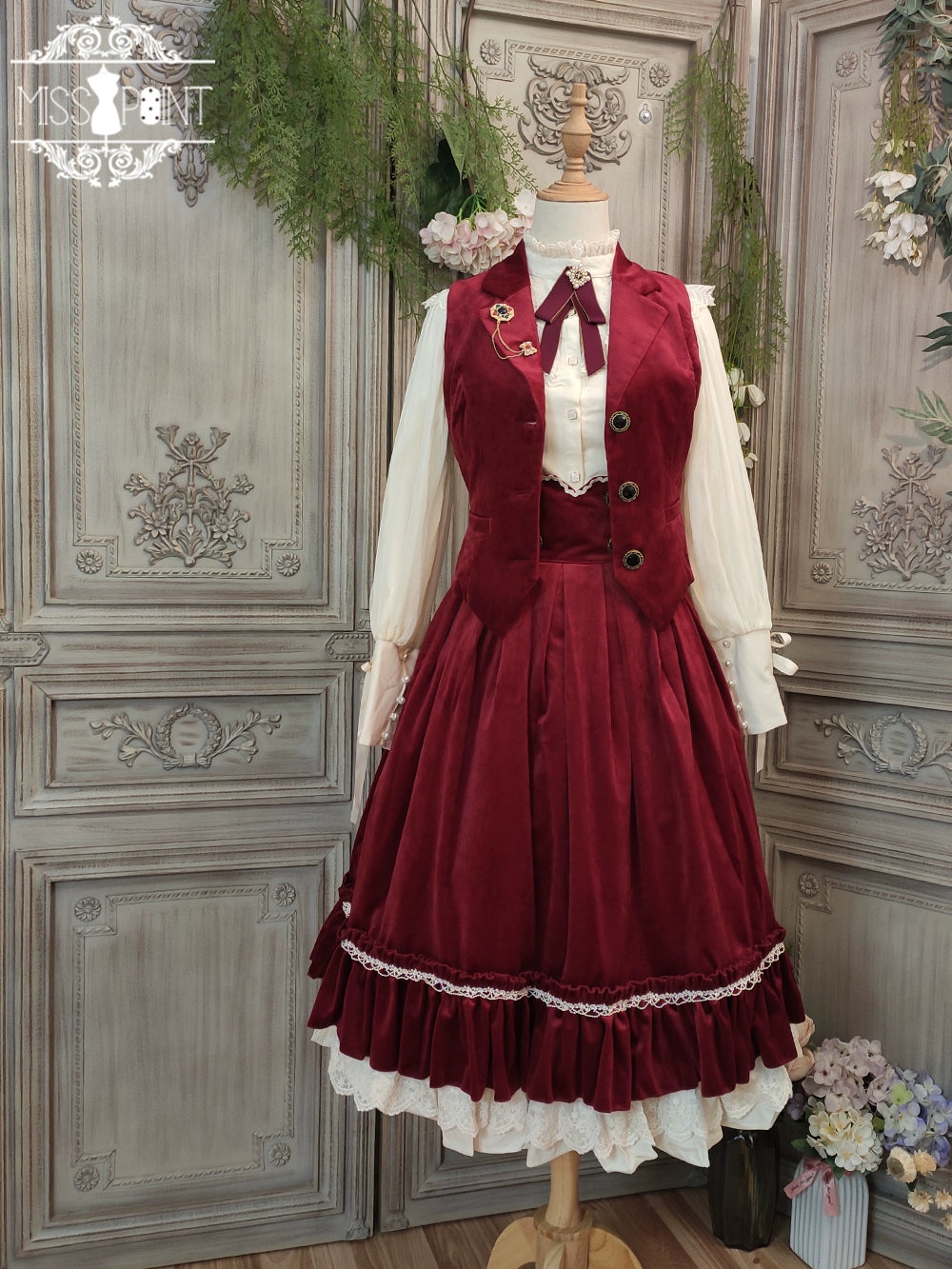 Miss Point~Rose Doll~Retro Lolita Vest Velvet Lolita Waistcoat 32516:392308