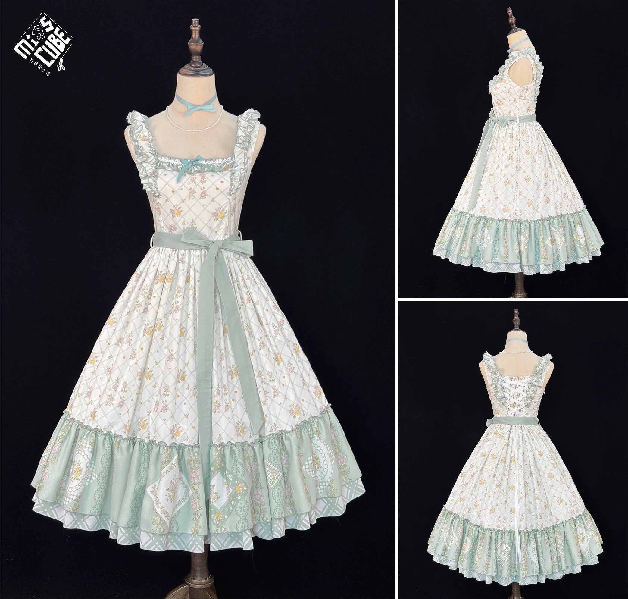 Patchwork Garden 2.0 - Classic Lolita Floral Print JSK Dress, Side Pockets