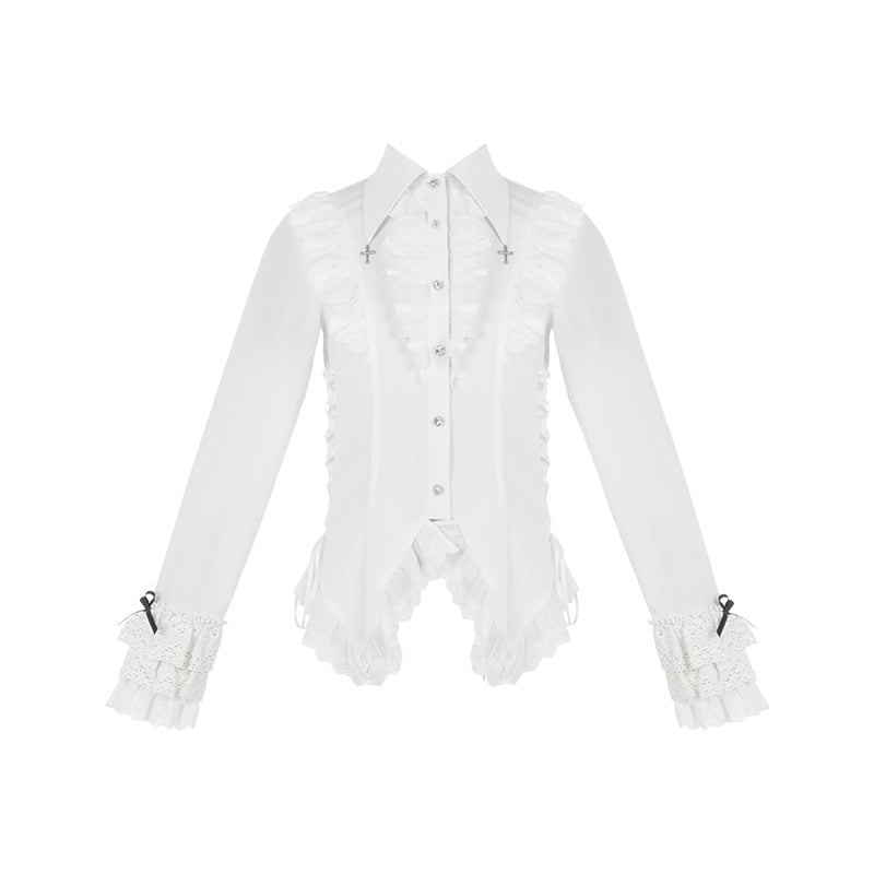 With PUJI - Silent Whisper - Classic Lolita Bust-supporting Long Dress, Shirt Dreamweaver - White Shirt Only S