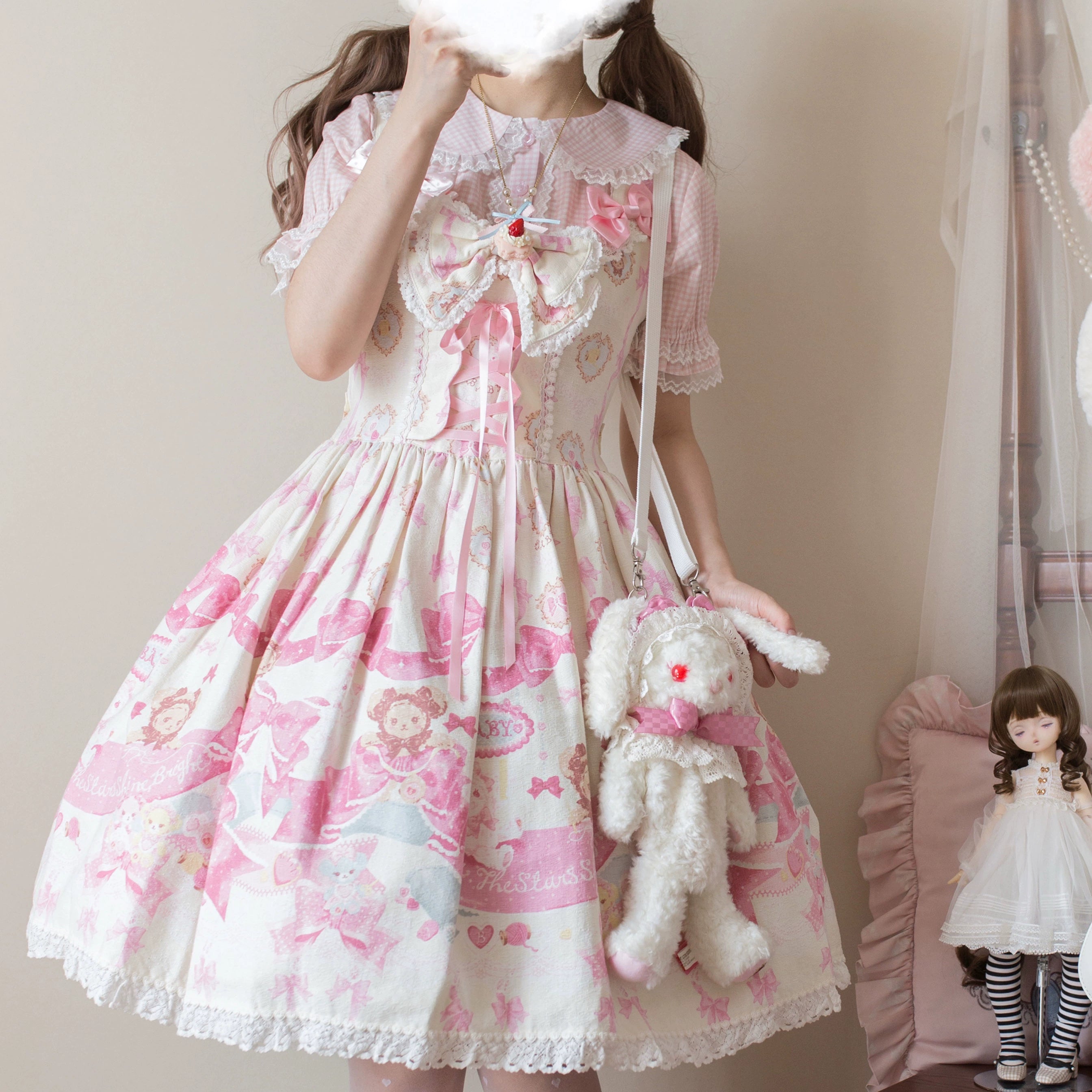 Kawaii Lolita Plaid Blouse With Cat Ear Peter Pan Collar