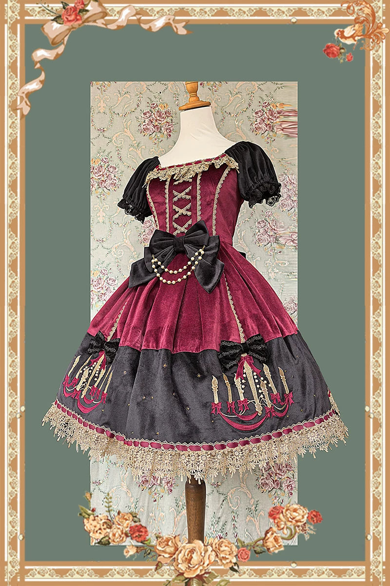 Chandelier - Old School Lolita Dress, Polka Dot, Chandelier Print 44388:806709