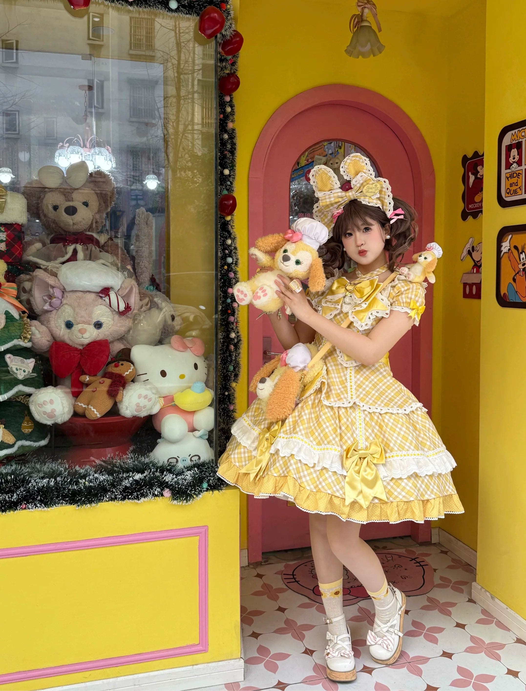 Shibuya Honey - Plus Size Sweet Lolita Plaid OP & JSK Dress (2XL L M S XL) 45210:840352