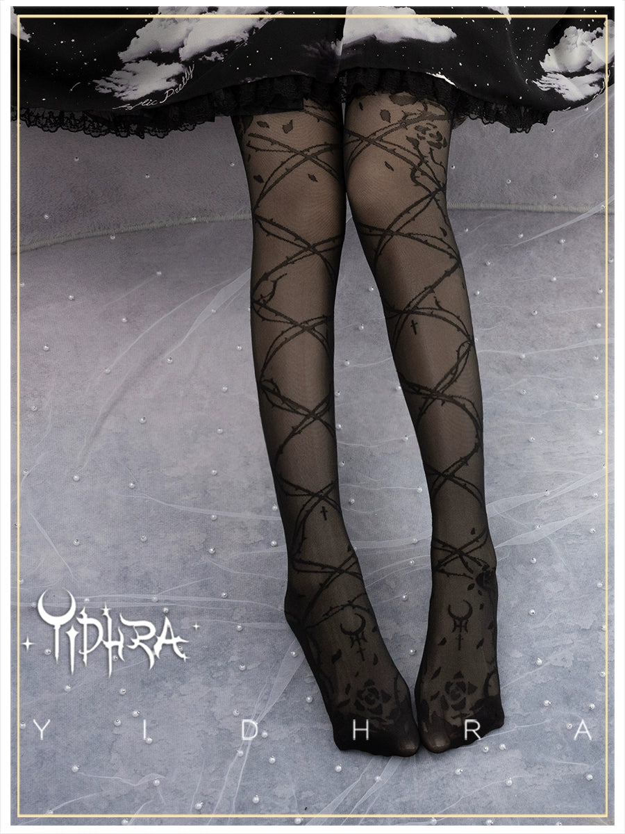 Glass Yarn Gothic Lolita Tights for Tropical Elegance