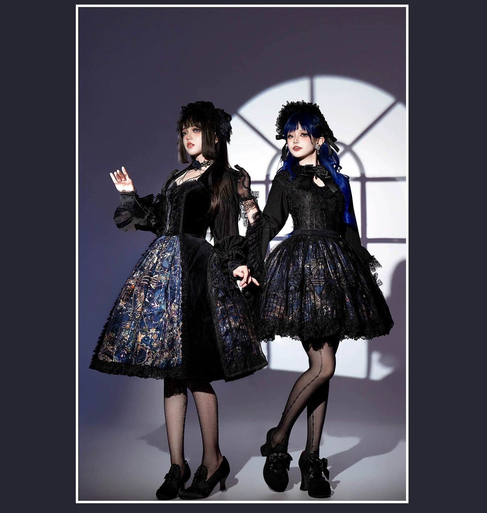 SUSIN - Night Traveler - Classic and Elegant Gothic Dress with Colorful Window Prints 39250:626330