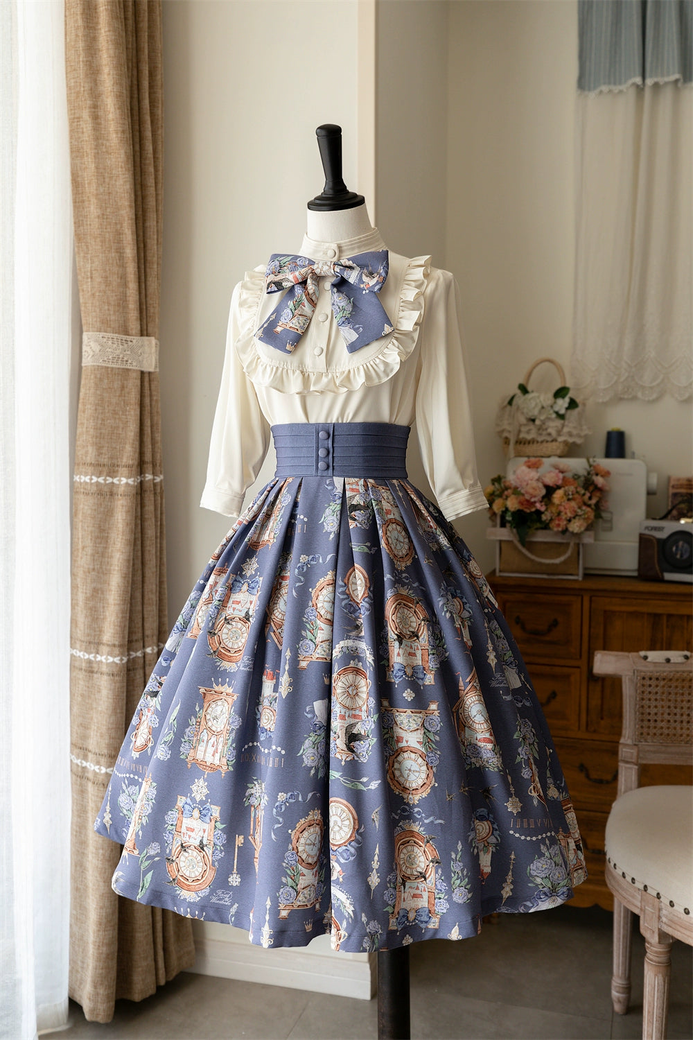 Forest Wardrobe - Eternal Echo - Sweet Lolita Skirt Classic Daily Lolita Blouse S Gray purple skirt