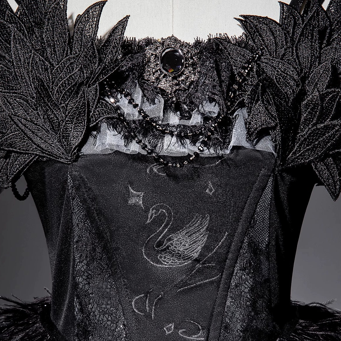 Your Princess - Star Swan Dream - Black Gothic Lolita JSK Dress, Swan Embroidery 43363:798596
