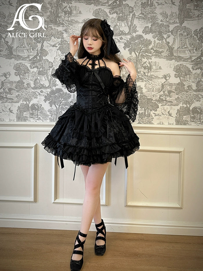 Alice Girl - Cross Princess - Sweet Lolita Princess Sleeves Cross Embroidery Sleeves XS Beige blue