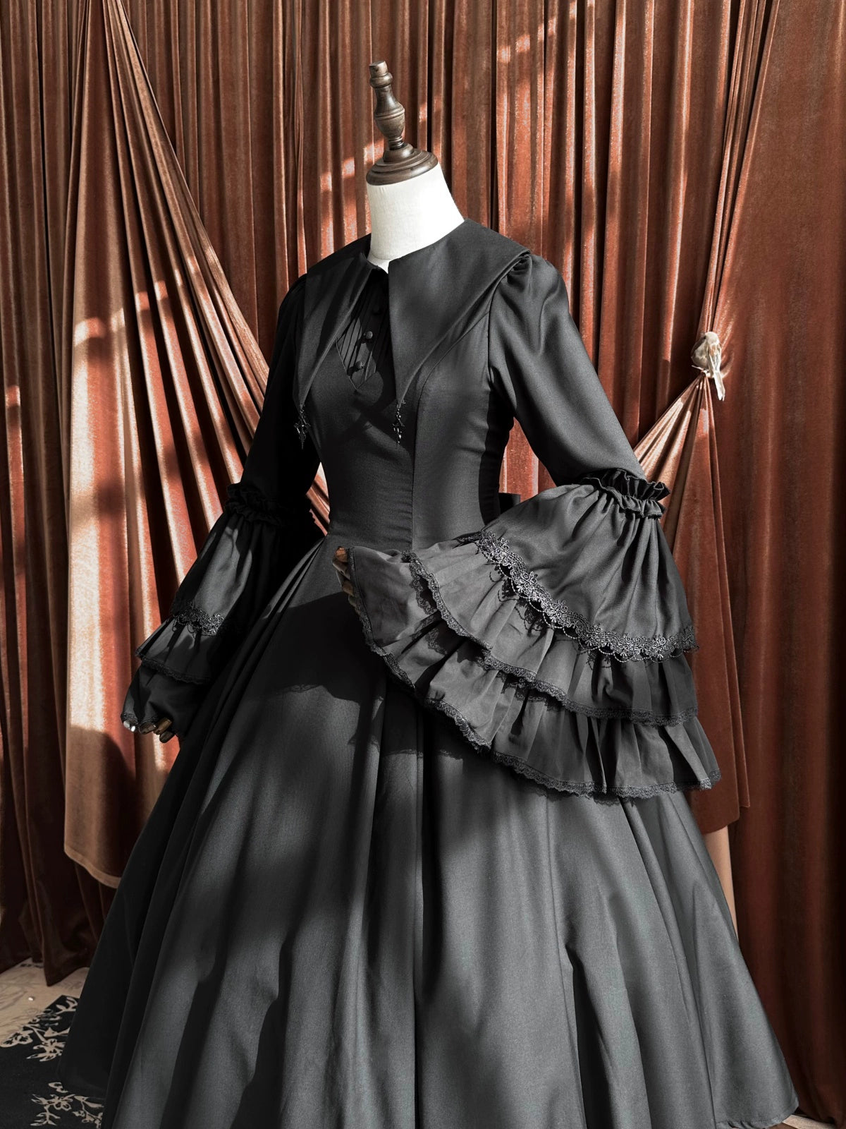 Muppet Mind Ben~Garden Witch~Gothic Lolita Dress Outfit Pointed Collar OP Batwing Cape 41414:695444