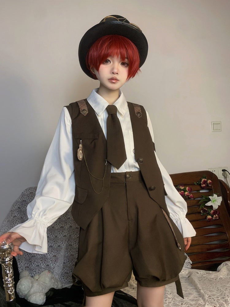 Letters from Unknown Star~Detective Rabbit Kiri~Spring Ouji Lolita Outfits Backpack Pants and Vest vest S 