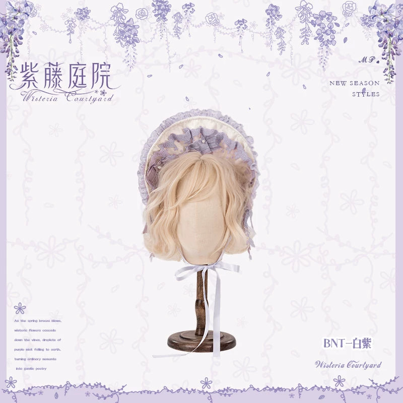 Wisteria Courtyard - Dreamy Purple Brooch and Headdress, Wisteria Accent White and Purple - BNT Only One Size