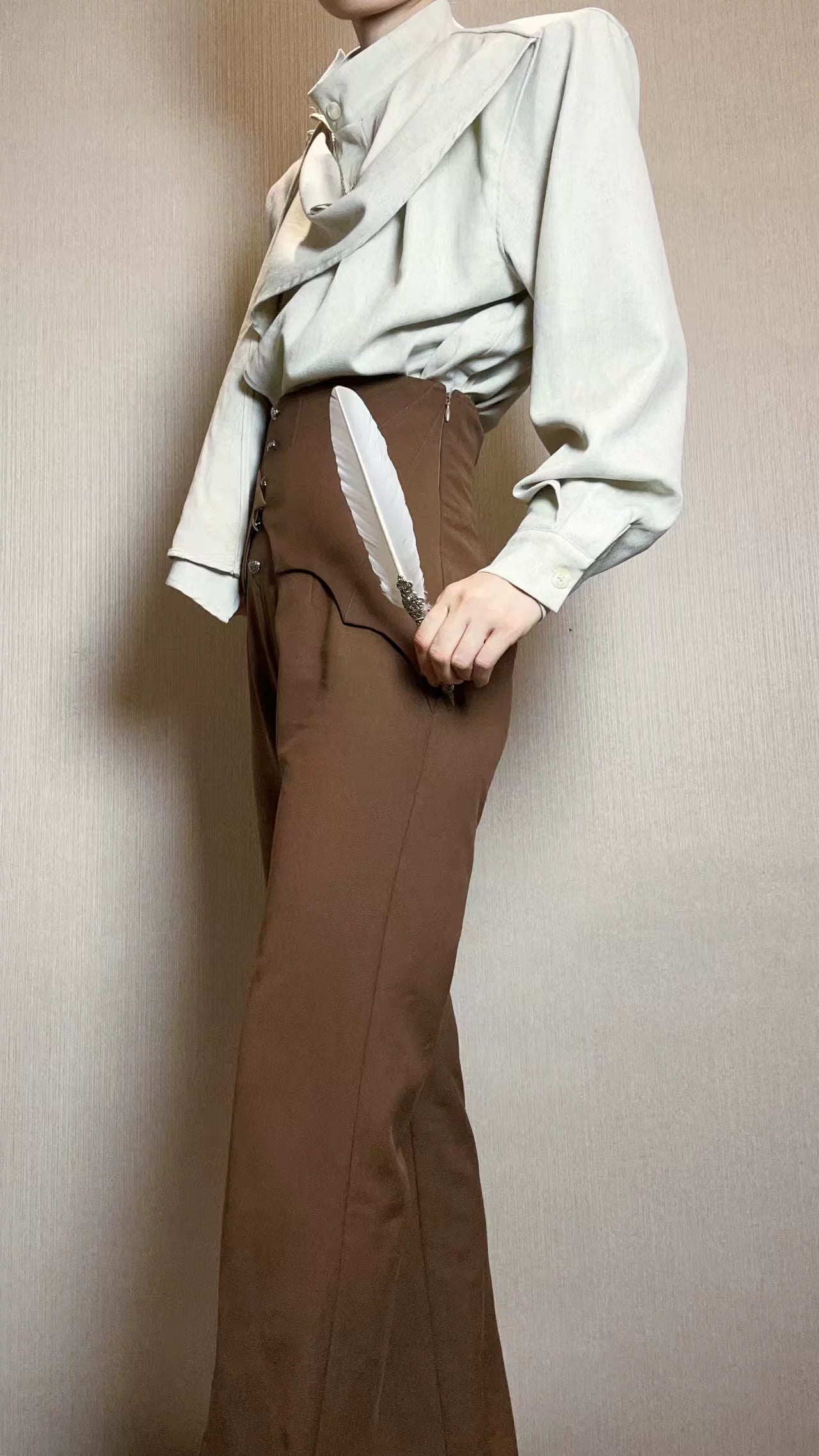 Earl of Drooping Wings - Ouji Lolita Flared Pants, Batwing Decoration 44550:812561