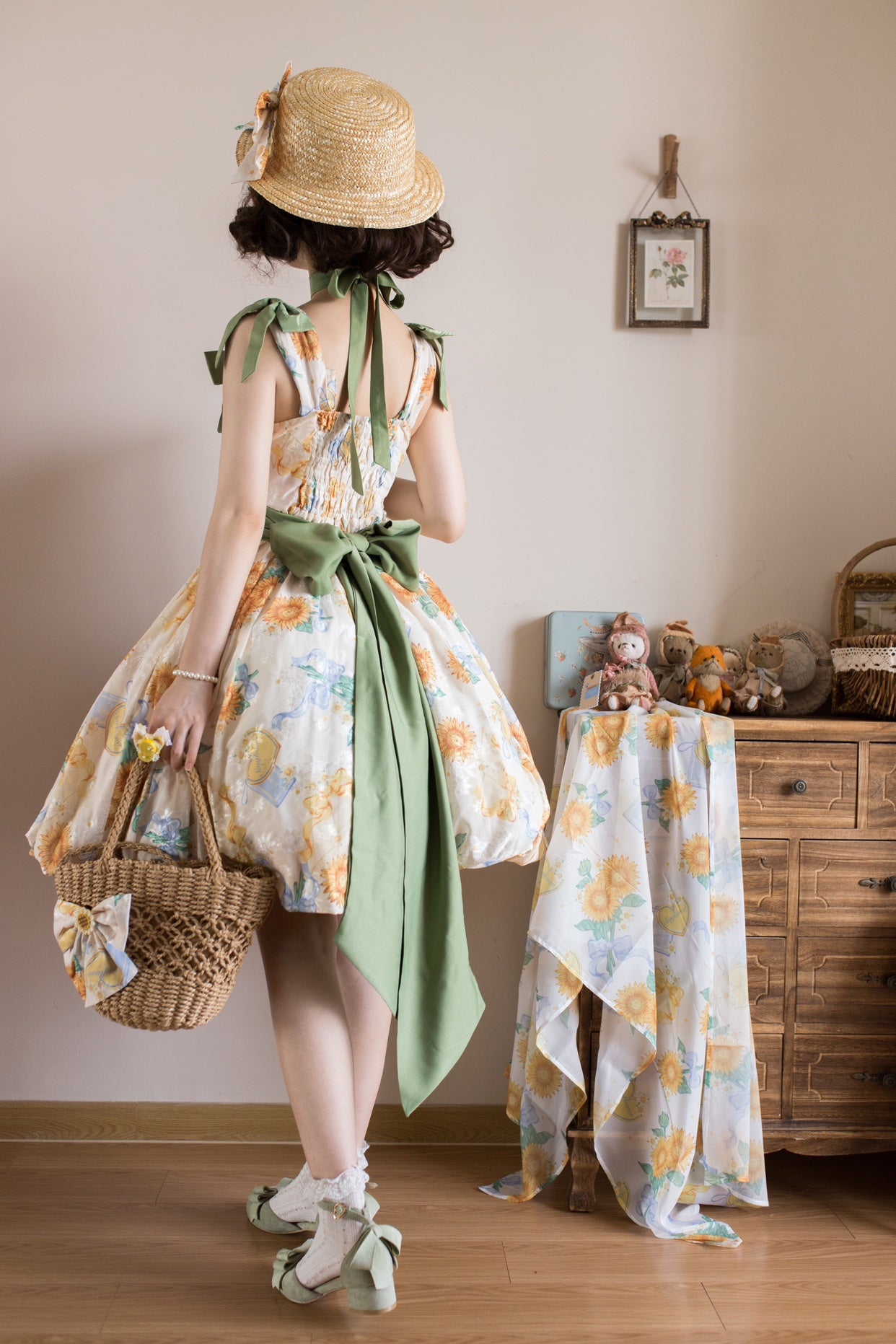 Akiyama Future Studio~Sunflower Print Lolita JSK Dress in Breathable Light Fabric 42790:753469