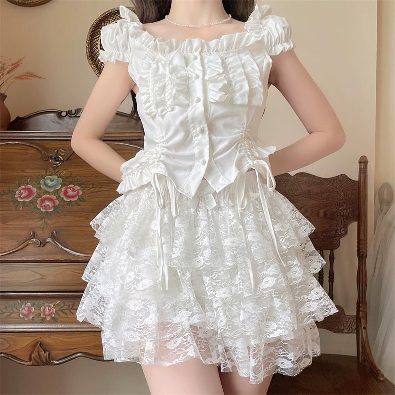 Sugar Girl - Daily Cotton Lolita Safety Shorts White Lace Leggings