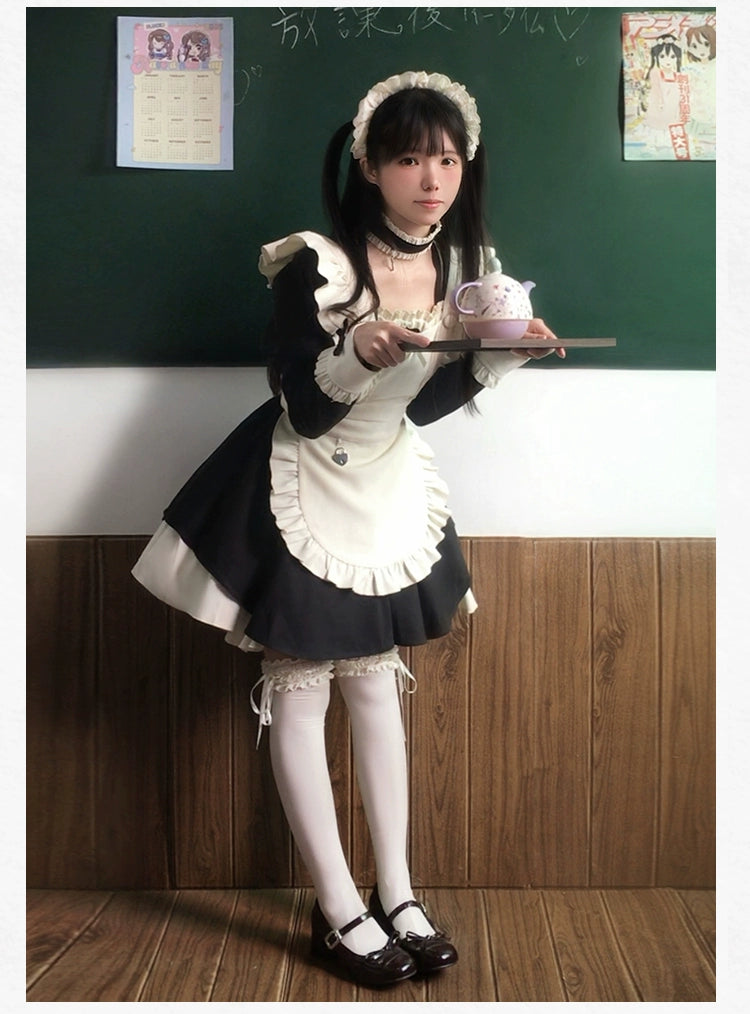 With PUJI - Suki - Maid Lolita OP Set, Detachable Apron, Juliet Sleeve