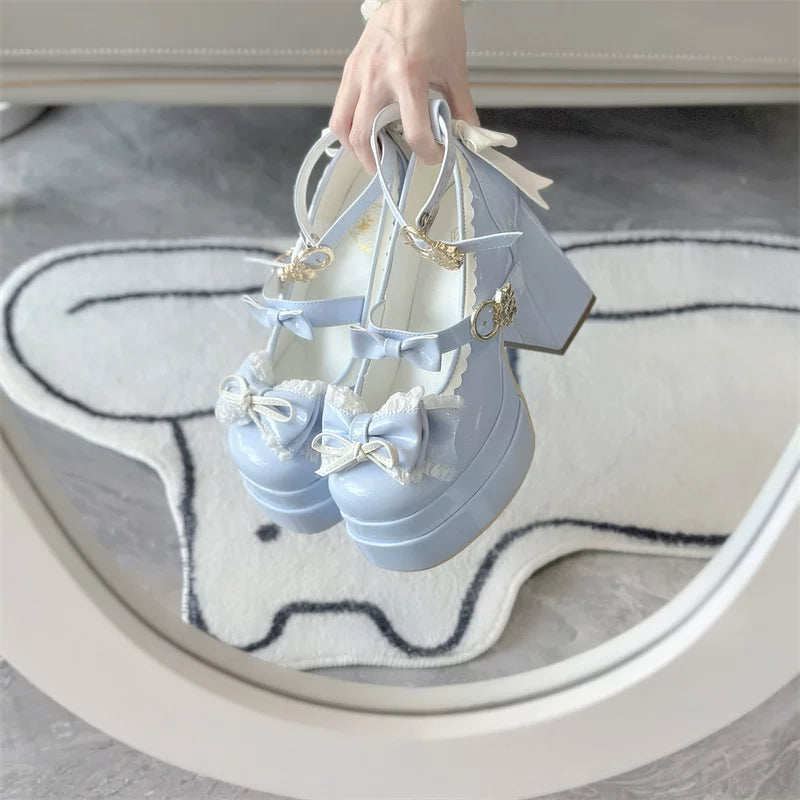 Dreamy Butterfly - Sweet Lolita Round Toe Heel Shoes, Bows & Ruffles 45139:835981