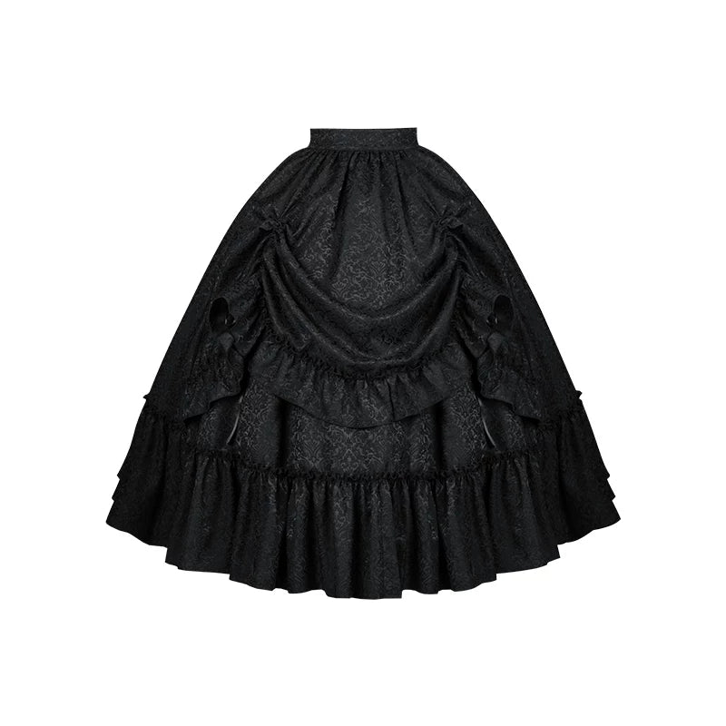 Under the Hanging Moon - Black Gothic Lolita SK Set, Modified Mamian Skirt (L M S) 44665:817651