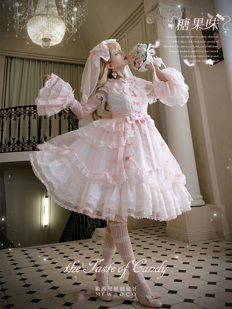 Mewroco - Candy Flavor - Gorgeous Sweet Lolita Dress, Lace & Petal Hem 43711:783674