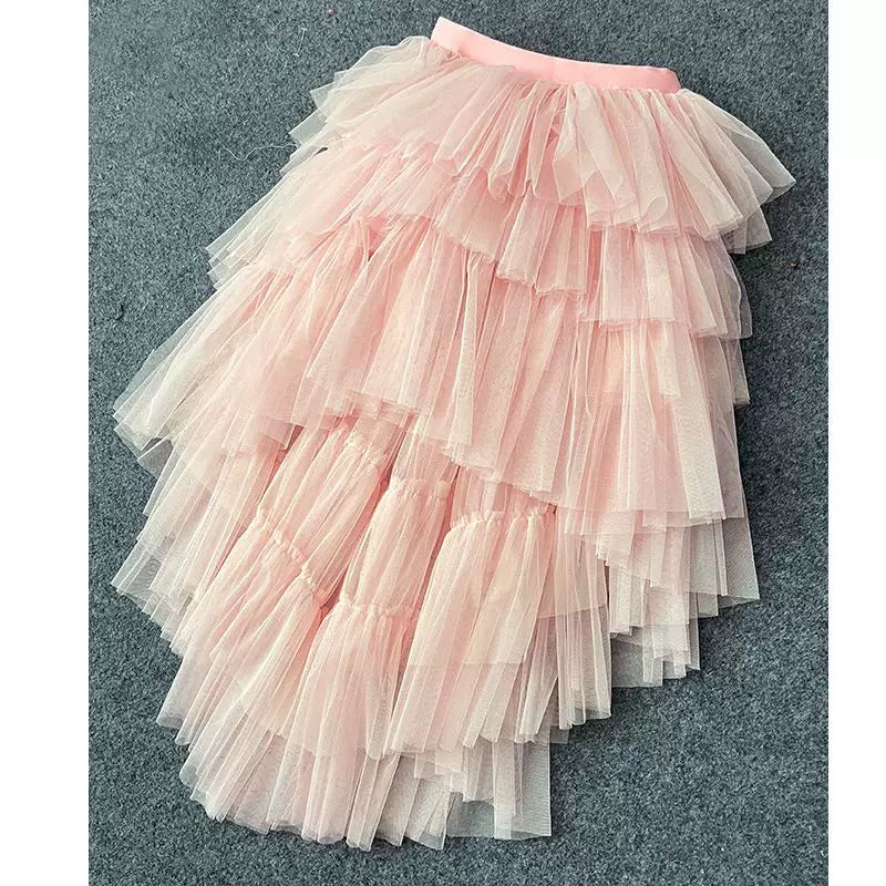 Layered Tulle Lolita Skirt, High-low Hem