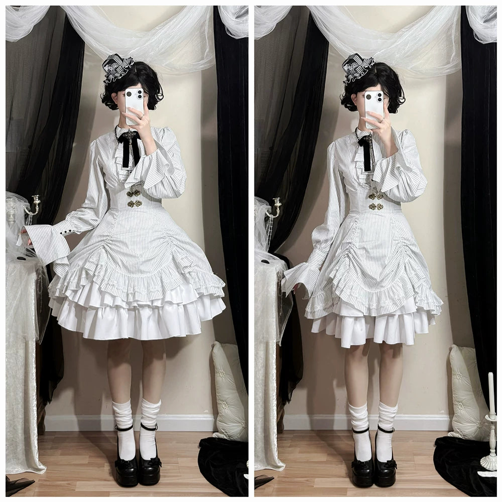 Perint Manor - Gothic Lolita Striped Dress, Tailor-made 44410:808323
