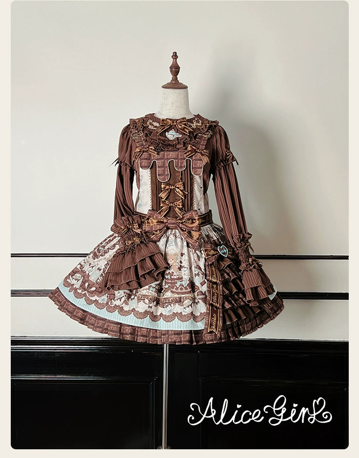 Alice Girl - Bear Chocolate Bar - Kawaii Lolita JSK & Salopette Dress 43851:787061