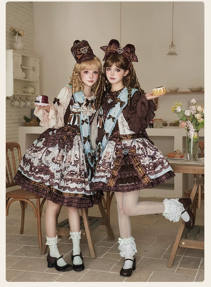 Alice Girl - Bear Chocolate Bar - Kawaii Lolita JSK & Salopette Dress