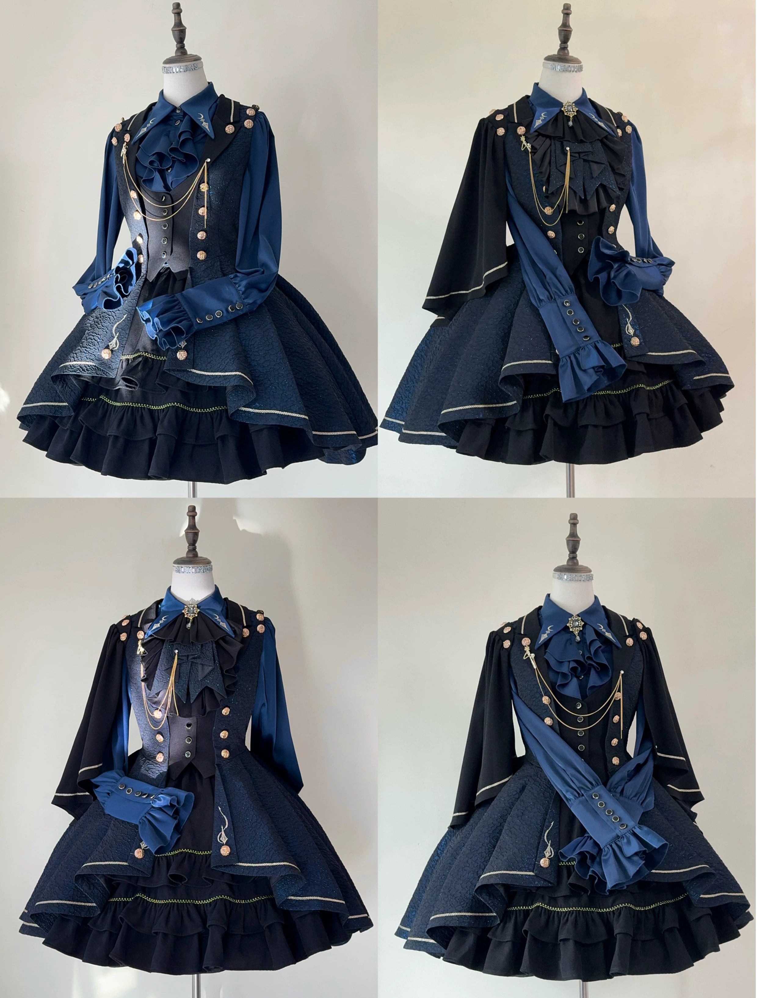 SilentMars~Fallen Moon Rule~Military Lolita Shirt Set Retro Knight Style Blouse 41196:687492