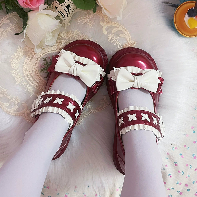 Fairy Godmother~Cute Lolita Shoes Bow Candy-Colored Lolita Flat Shoes 32696:570074