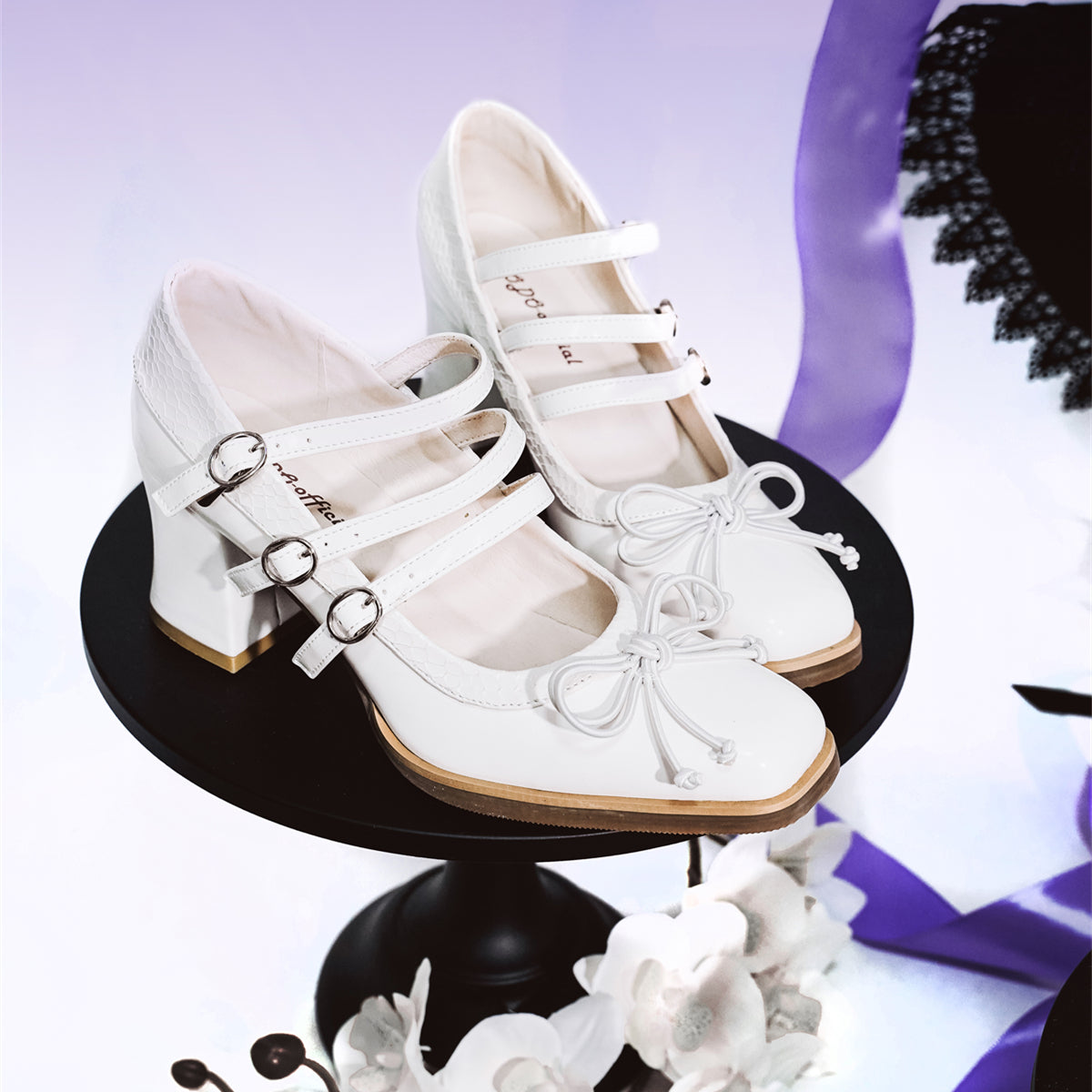 MODO - Gothic Lolita Shoes Chunky Heels with Snake-Pattern and Bow 42593:745864