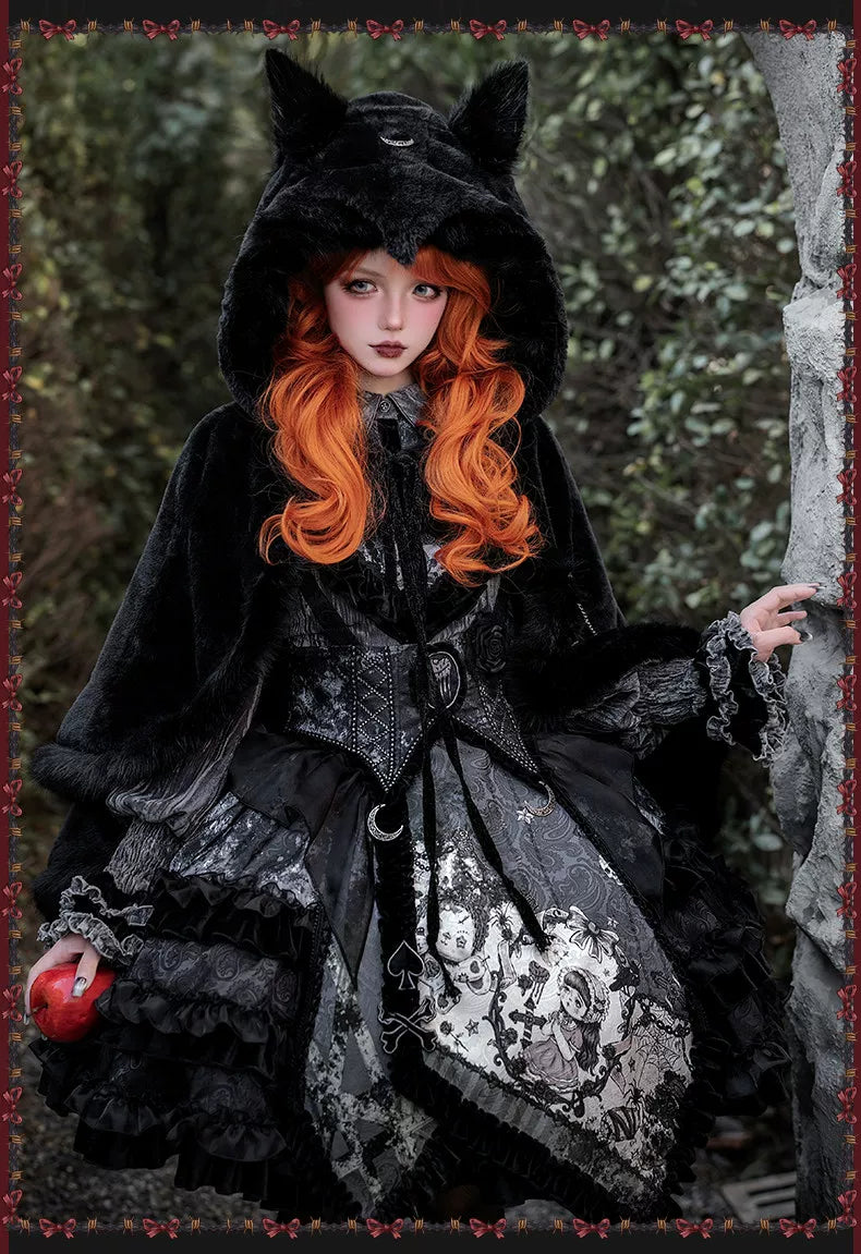 Werewolf Slayer - Gothic Lolita Shirt & Suspender SK Dress Set, Tiered Skirt 44541:811959