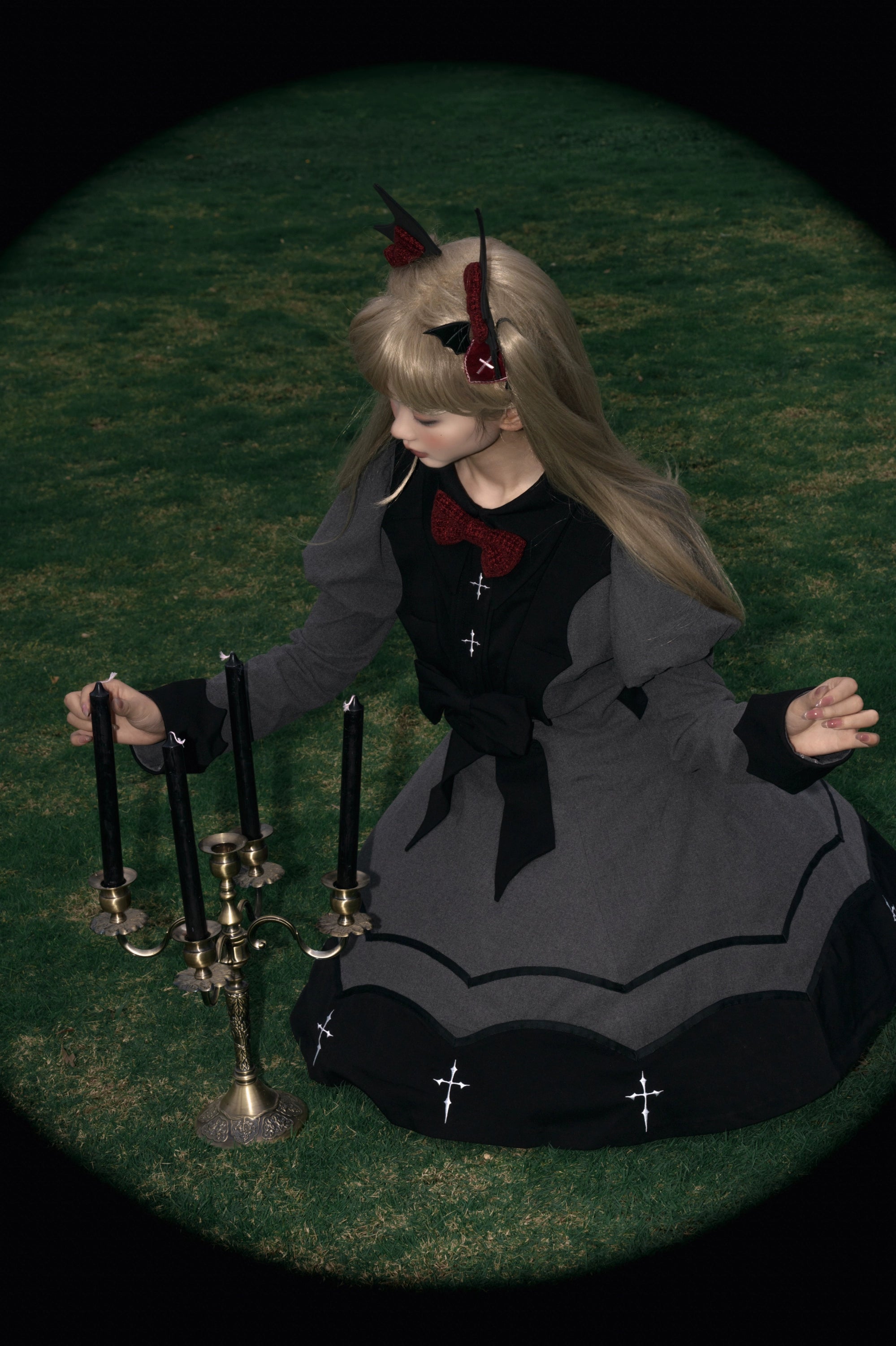 Polaris Lolita - Vampire Princess - Bat-Inspired Halloween Gothic Lolita OP Dress 43386:774864