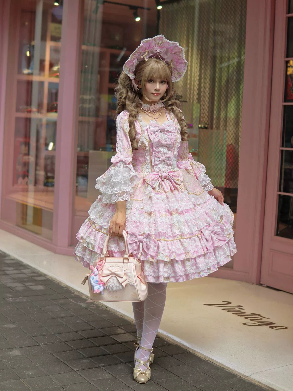 Hanguliang - Candlelight Sonata - Sweet Lolita Long Sleeve OP, Tiered Ruffles 43988:790880